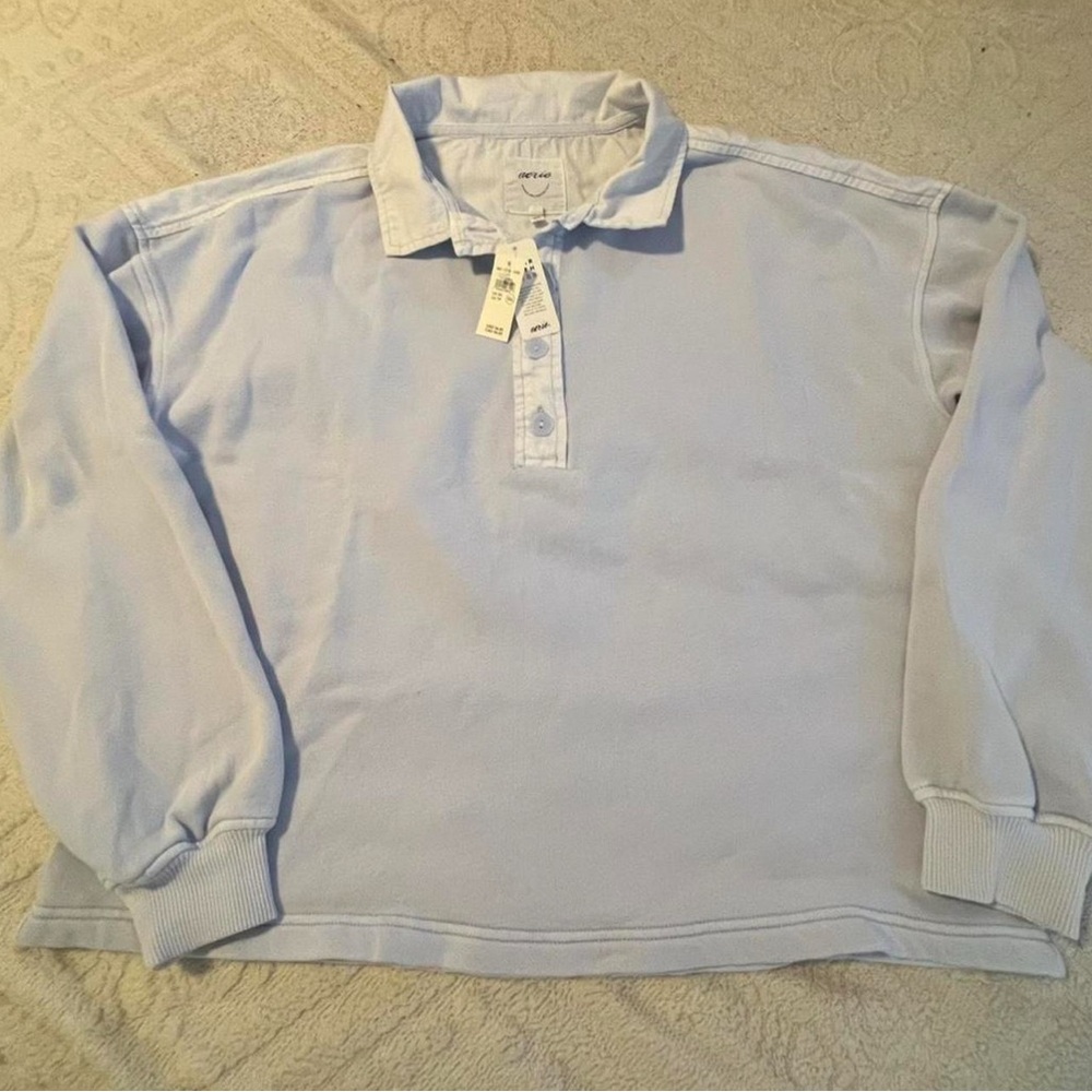 Aerie polo long sleeve sweater with collar and buttons